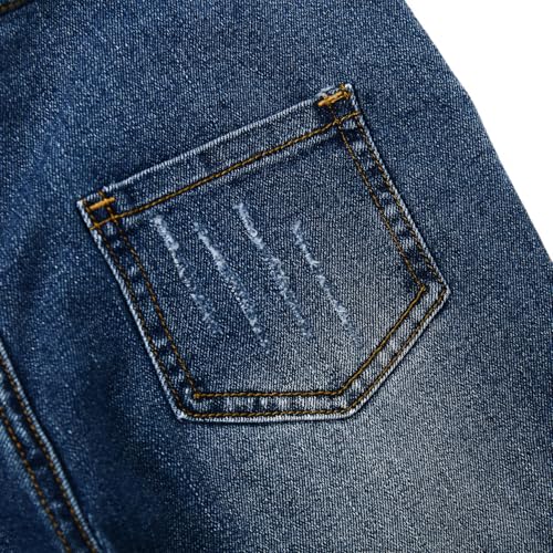 Image of Kidscool Space Baby & Little Kids 3 Side Buttons Striped Lining Ripped Fashion Jeans Overalls