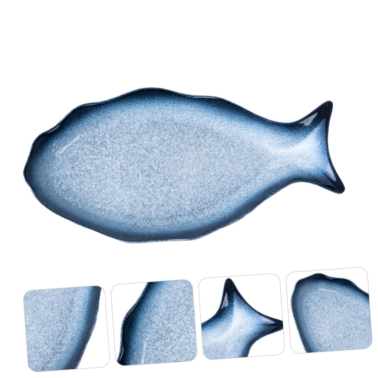 Alipis Plato de Cerámica Forma de Pez para Vapor y Servir Pescado Diseño Antideslizante para Mariscos y Aperitivos Cocina y Comedor