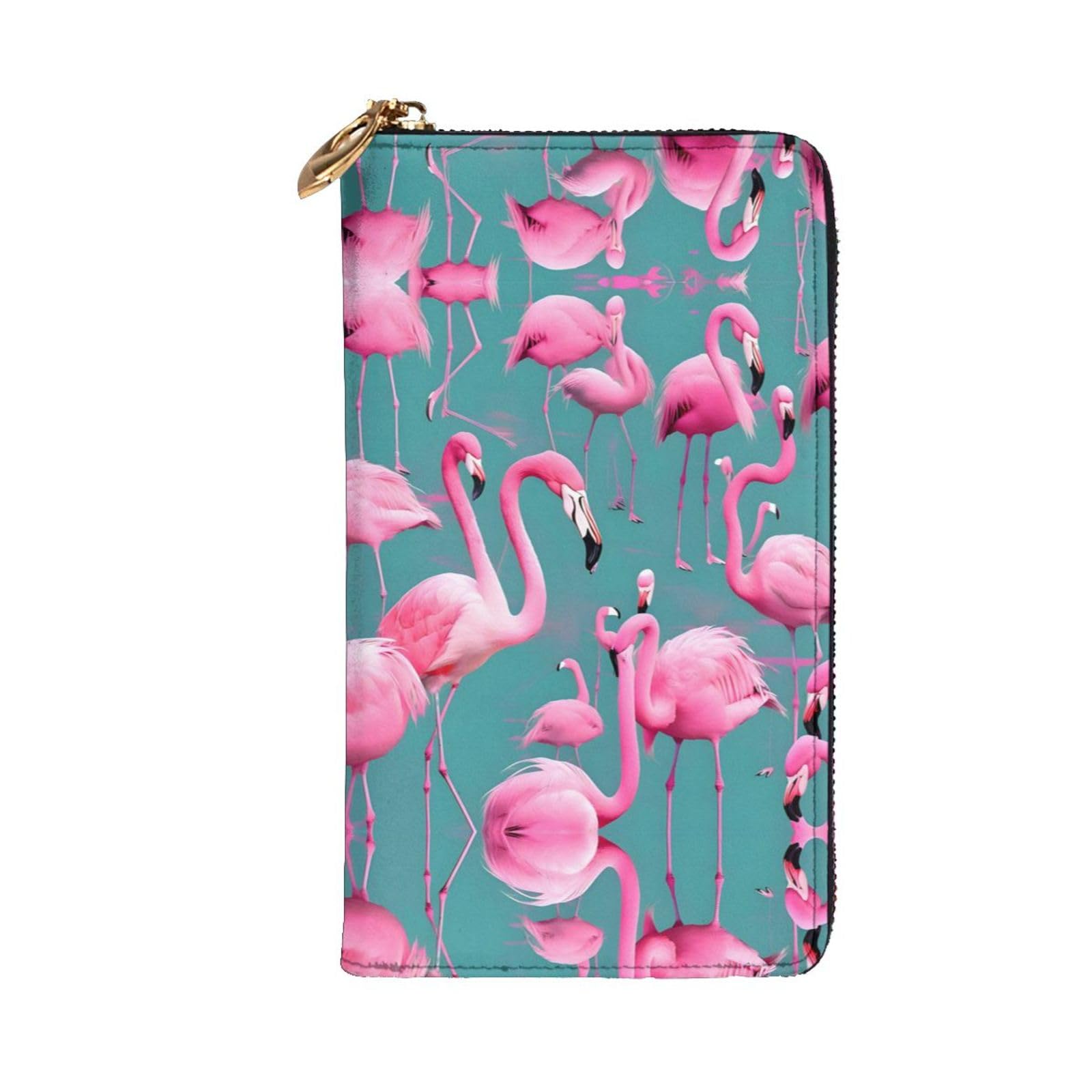 HerYng A flock of flamingos Long Zip Clutch Wallet - Unisex Phone Case with Credit Card Slots, Coin Compartment, Cash Slot