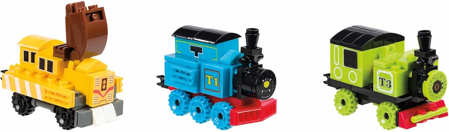 Toysmith Building Blocks Train Set, Build 3 Different Trains from 148 Pieces, Miniature Engine & Railway Cars, Interactive DIY Toys, Great Gift for Boys and Girls, for Ages 5+