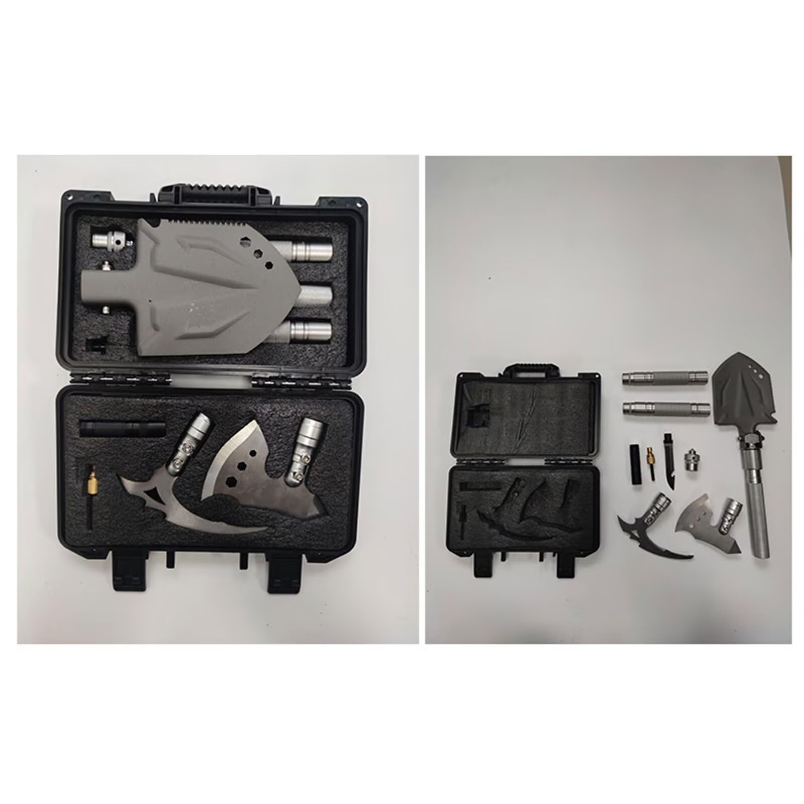 Pelle de Camping Hache Militaire Pelle de Survie Pliable à 180 degrés avec pic Multifonction 16 en 1 pour randonnée en Plein air Chasse expédition pelletage de Neige Jardinage kit de Voiture