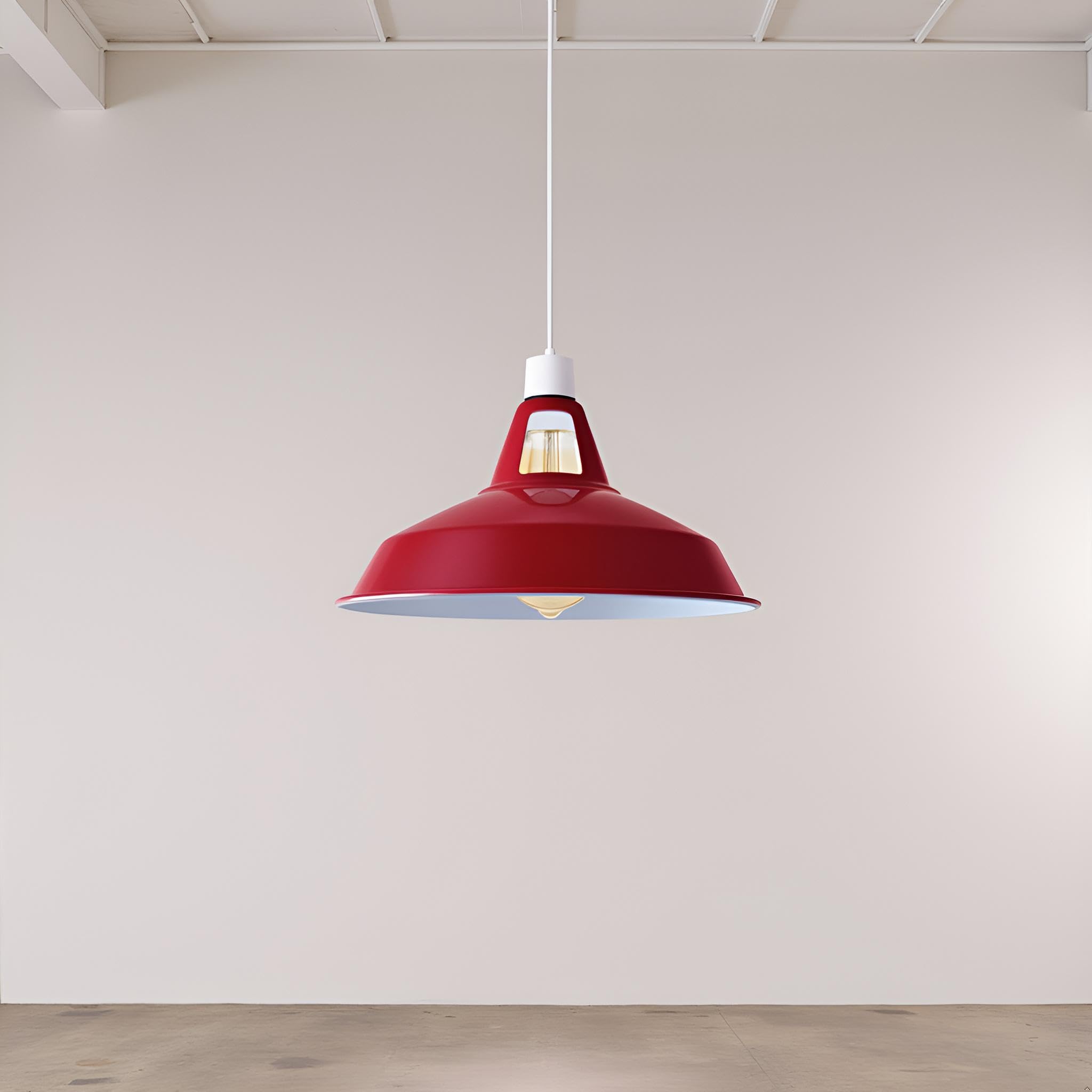 Abat-jour Rétro Industriel Métal Cône Blanc E27 – Style Vintage Cuisine Salle à Manger, Facile à Installer