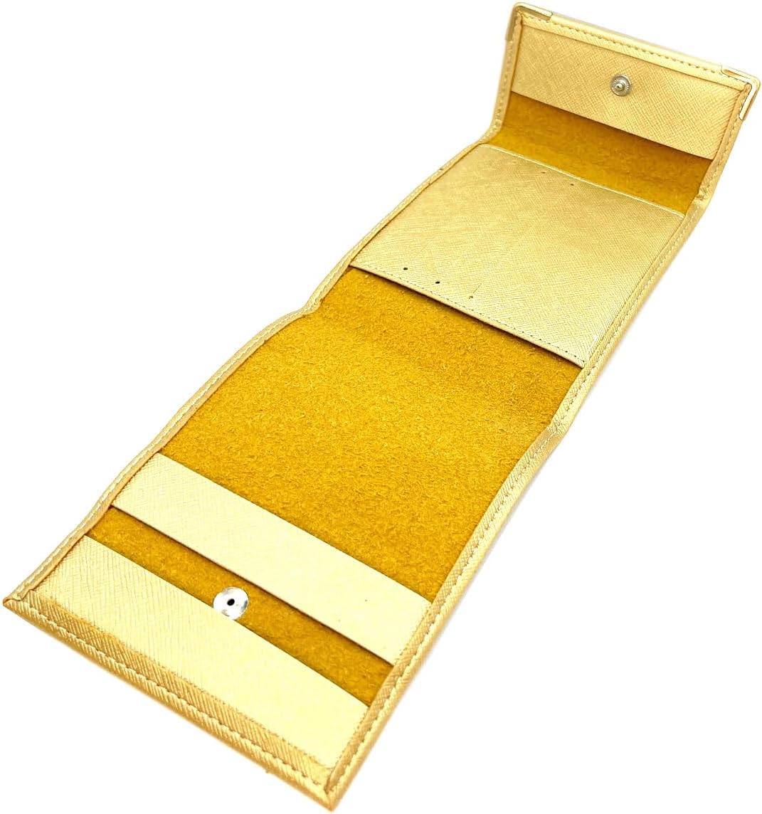 Long Folding Check Book Holder Case - Heel to Left - 3 Credit Card Slots - 3 Ply - Compact - Calfskin Leather - 10.5 cm x 14.5 cm, Zsf Gold, Taille unique, Classic