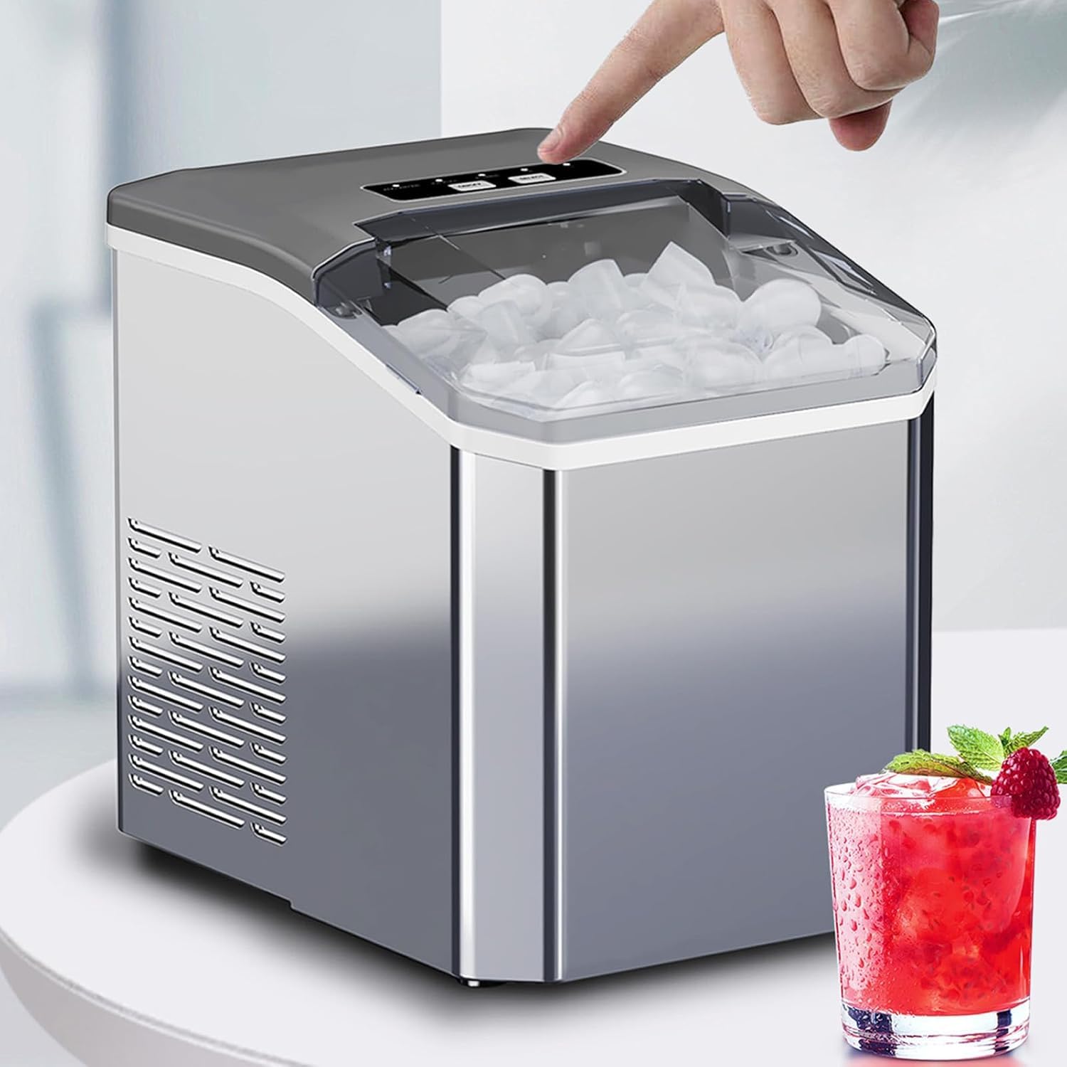 ELUKHT Portable Ice Maker Machine, 9 Cubes in 6 Minutes, Low Noise, Self-Cleaning, for Home Kitchen Bar Party on Fridge.com