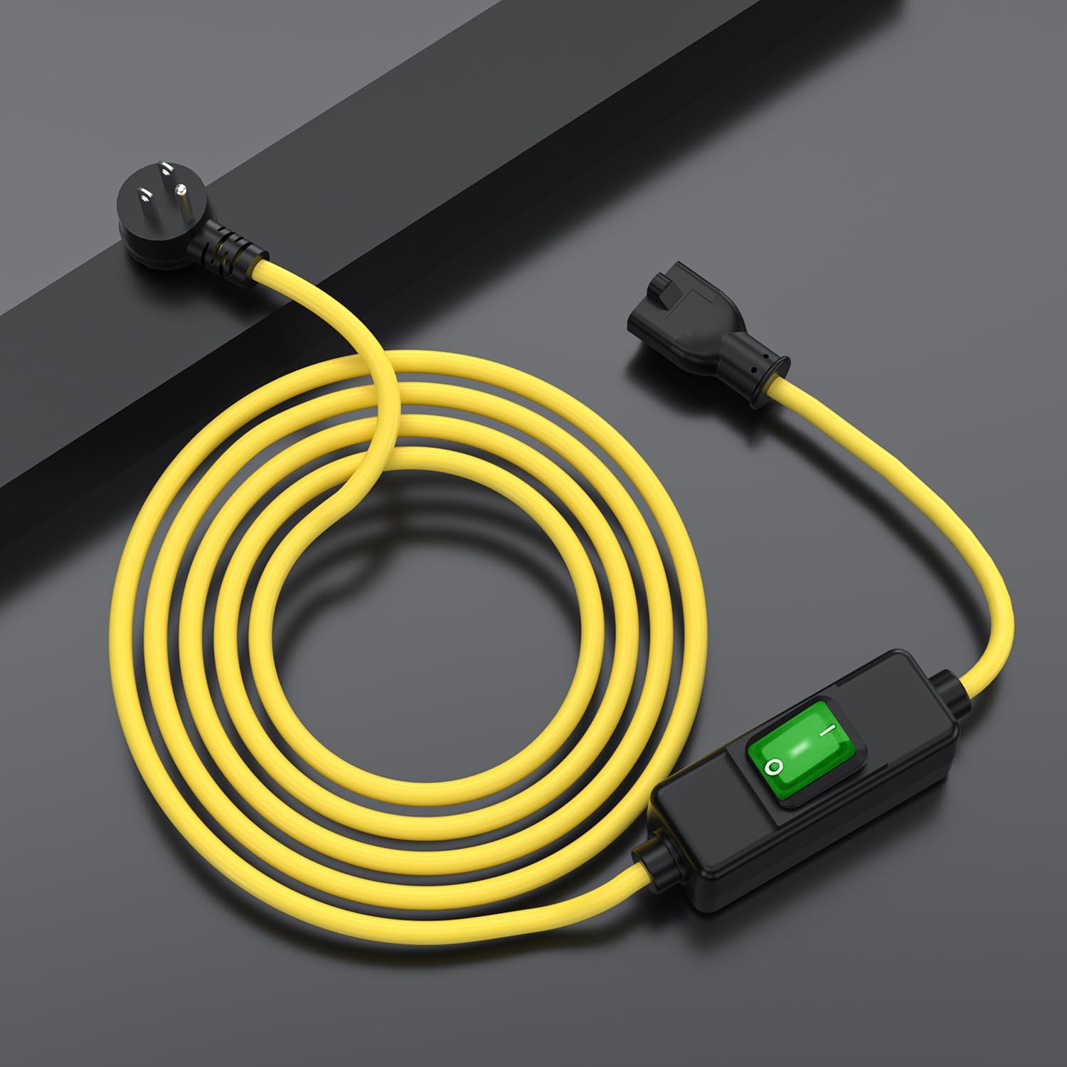15FT Waterproof Extension Cord with On/Off Switch - NEMA 5-15P to 5-15R/ 5-20R/ 6-15R/ 6-20R, 12AWG SJTW Outdoor Power Cable, IP57 Rated, 20A 125V, Ideal for Outdoor Lights, Pumps, Christmas Trees