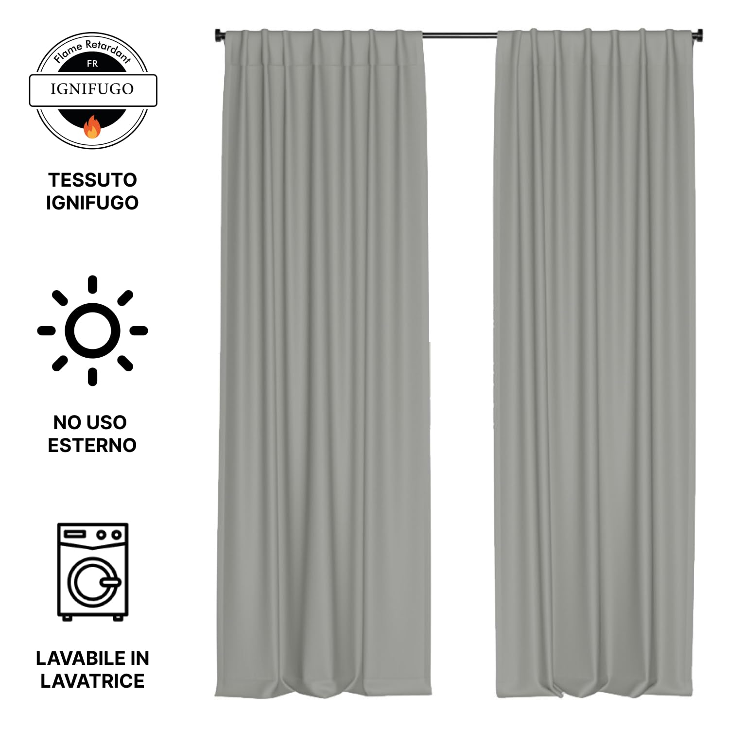 Domus&Trend - Tende Oscuranti per Interni a 1 Pannello 140x280, Tende Camera da Letto Soggiorno Moderne Ignifughe Isolanti e Passanti Nascosti, Tenda Oscurante Antirumore Coprente, 100% Made in Italy
