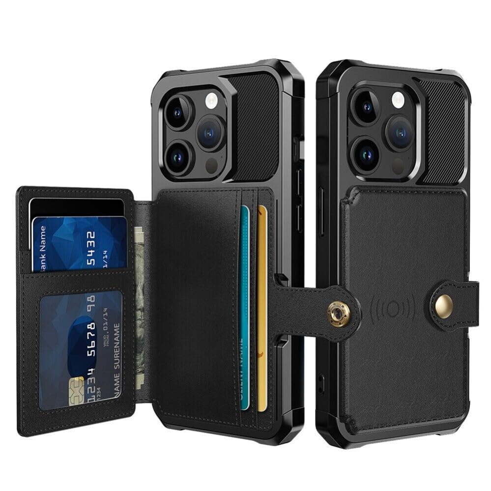 Étui portefeuille iPhone 16 noir housse cuir magnétique