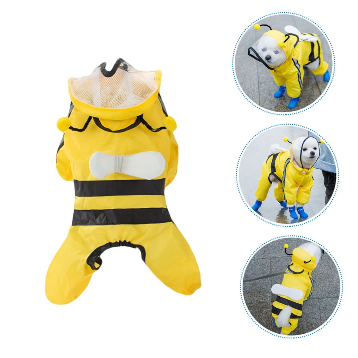 Angoily 3pièces Manteau De Pluie pour Chien Abeille avec Capuche Vêtement Étanche Et Léger pour Chiens De Moyenne à Petite Poncho Pratique pour Jours Pluvieux Et Neigeux