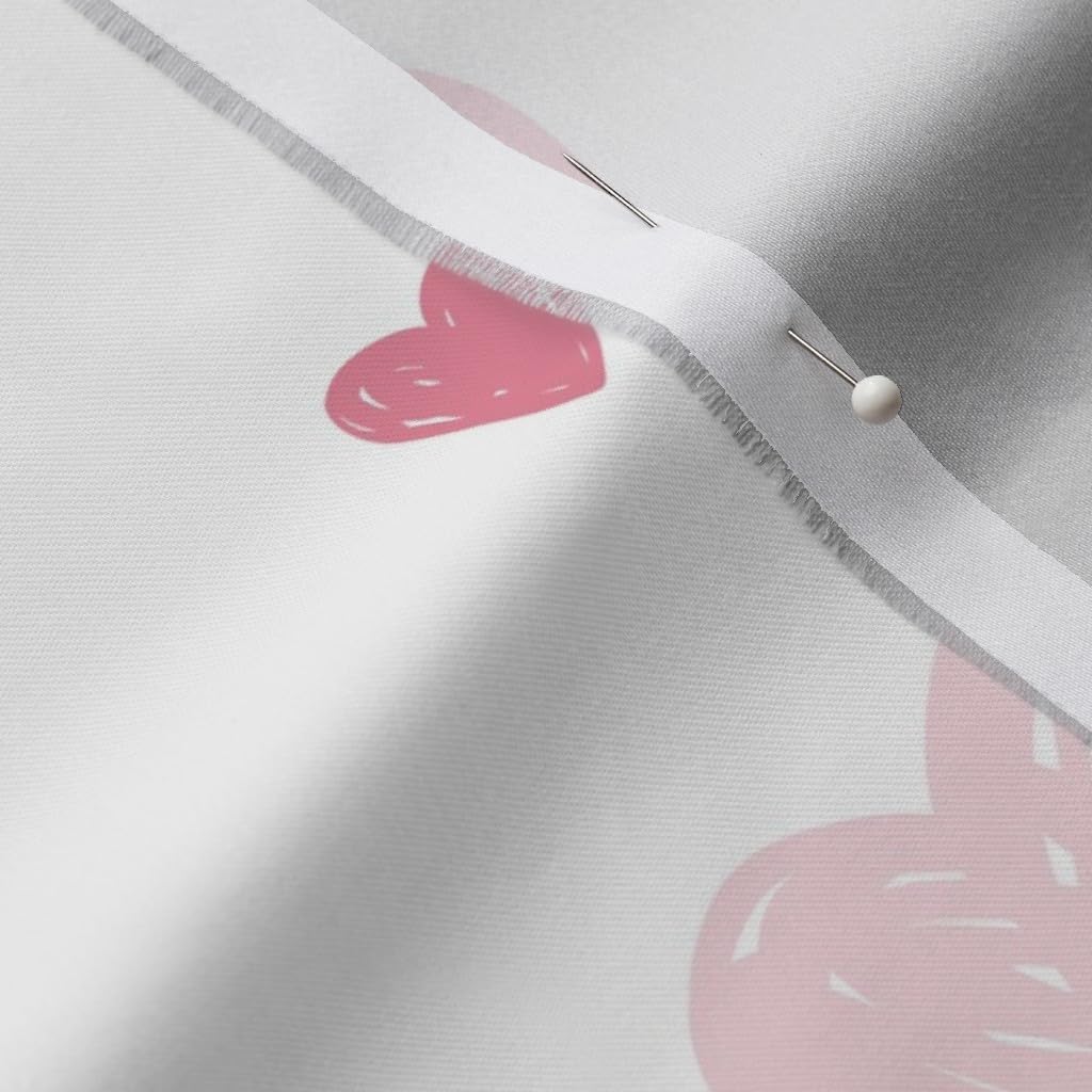 Spoonflower Fabric - Love Heart Pink Pastel Printed on Organic Cotton Sateen Fabric by The Yard - Sewing Quilting Apparel Home Decor