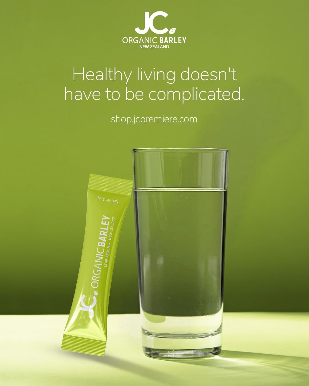 JC Barley Grass Juice Powder Organic Green Drink Mix with Stevia from New Zealand (10 sticks)