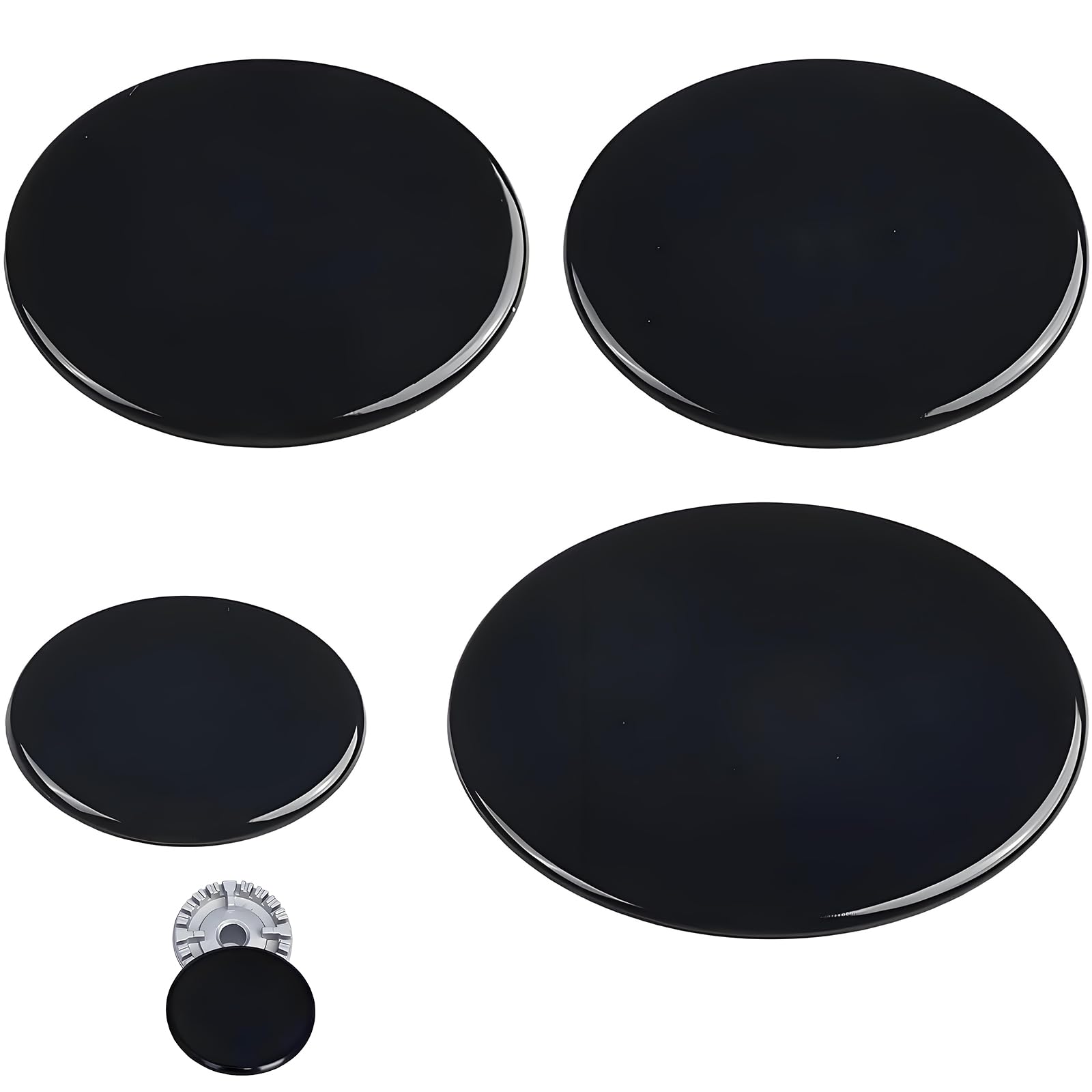 Rayakt 4 Pcs Cooker Hob Gas Burner Cap, 55mm 75mm 100mm Flat Cooker Hob Covers for SABAF, Replacement Gas Burner Flame Cap Lid Kit Gas Stove Burners, Kitchen Cooker Hob Parts