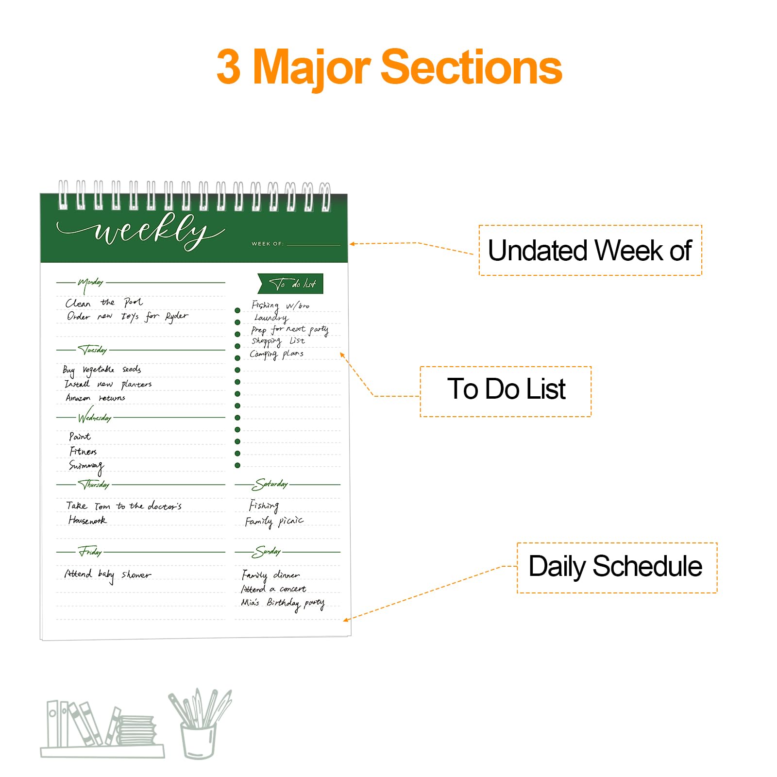 Planning Settimanale Da Tavolo, 52 Pagine B5 To Do List Pad, 17.6 x 25 cm, Planner Settimanale Scrivania，Planner Giornaliero，Blocchi Per Appunti Giornalieri Con Lista Delle Cose Da Fare, B5-DG
