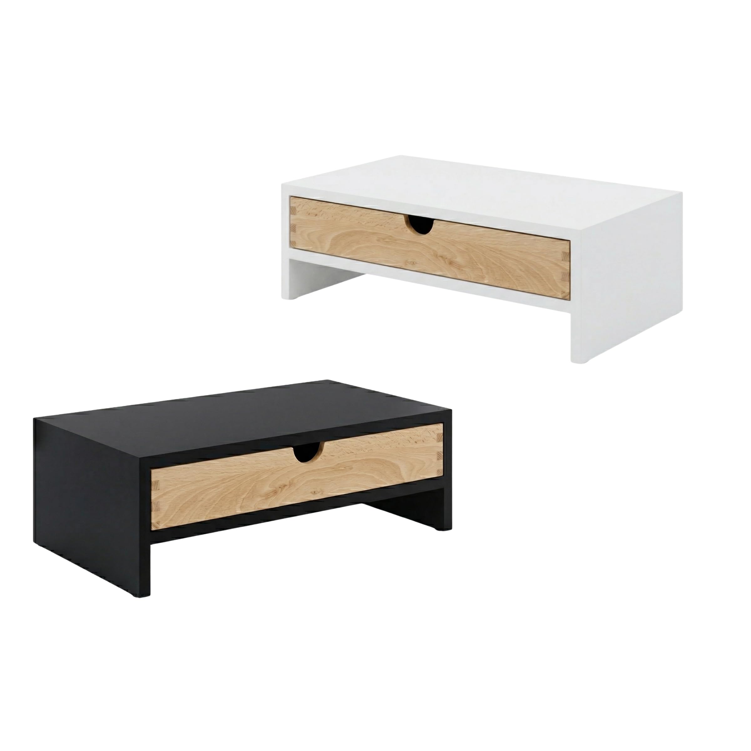 Support de Moniteur avec Tiroir, Blanc | Rehausseur écran Ergonomique en Bois, Support écran PC avec Tiroir, Universel pour Ordinateur Portable ou Écran