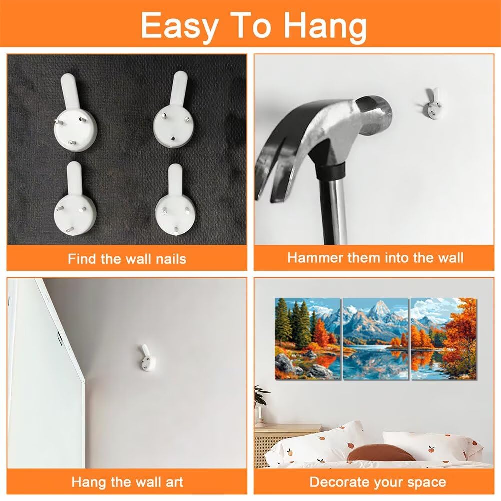 Wandbilder Berg 60x80cm, 3Pcs Leinwand Bilder Groß Wanddeko Wohnzimmer, Herbst Leinwand Bilder mit Rahmen, Moderne Wandbilder Wohnzimmer Poster Set mit Haken, Wanddeko Schlafzimmer Poster Set, -2194