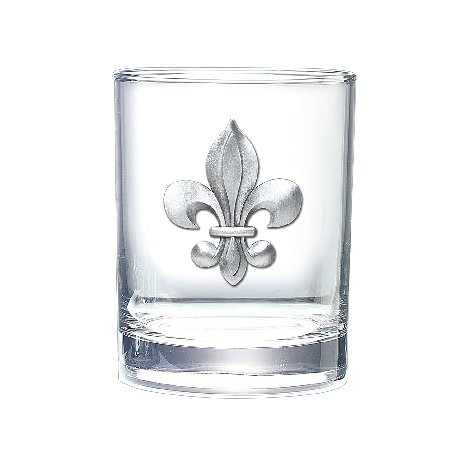 Heritage Pewter Fleur de Lis Double Old Fashion | Double Rocks Glass 14 OZ for Liquor | Expertly Crafted Pewter Glass