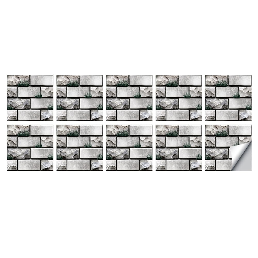 LMYSXAOZ Tile Stickers Stick on Tiles, Self Adhesive Wall Tiles for Bathroom Kitchen, Oil Proof DIY Peel and Floor Simple Marble (30x30cm,Bricks)