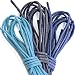 Women's DailyShoes Round Waxed Shoelaces Oxford Flat Dress Canvas Sneaker Shoe Laces (Three Pair) (Great for Hiking Shoes), Blue, Navy, Royal Blue