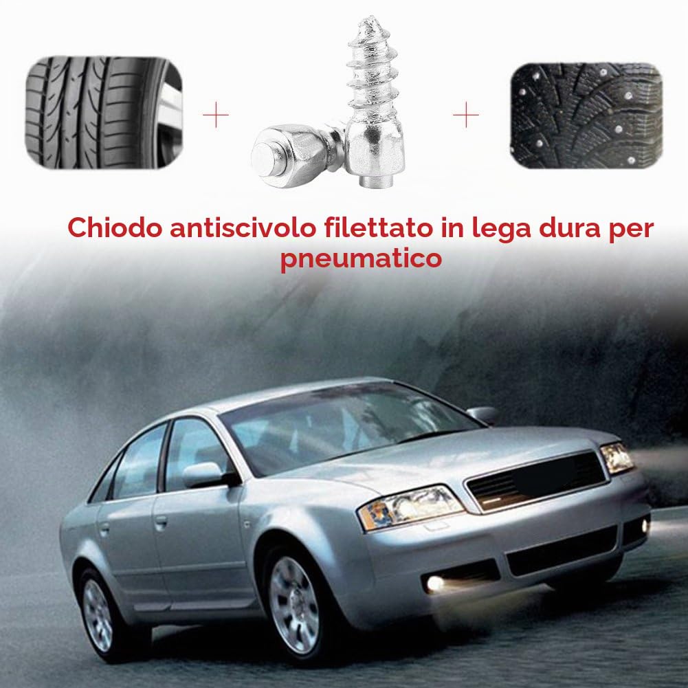 Qiilu 100 pz 12mm SUV ATV Anti-Scivolamento Vite Gomma Pneumatici da Neve Pneumatici Trim Accessori Auto