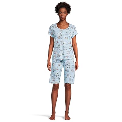 Karen Neuburger Novelty Print Short Sleeve Bermuda Set Women