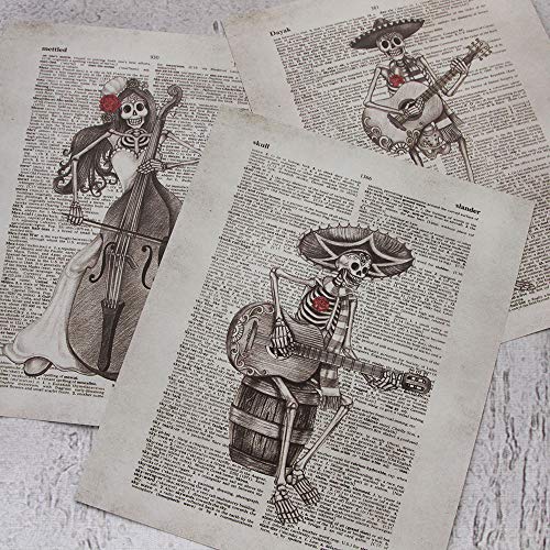 SUMGAR Day of The Dead Vintage Dictionary Page Art Prints Sugar Skeleton Music Party Unframed Posters Decoration Gifts Skull Theme Set 20x25cmx3 Pieces steampunk buy now online SUMGAR Day of The Dead Vintage Dictionary Page Art Prints Sugar Skeleton Music Party Unframed Posters Decoration Gifts Skull Theme Set 20x25cmx3 Pieces steampunk buy now online