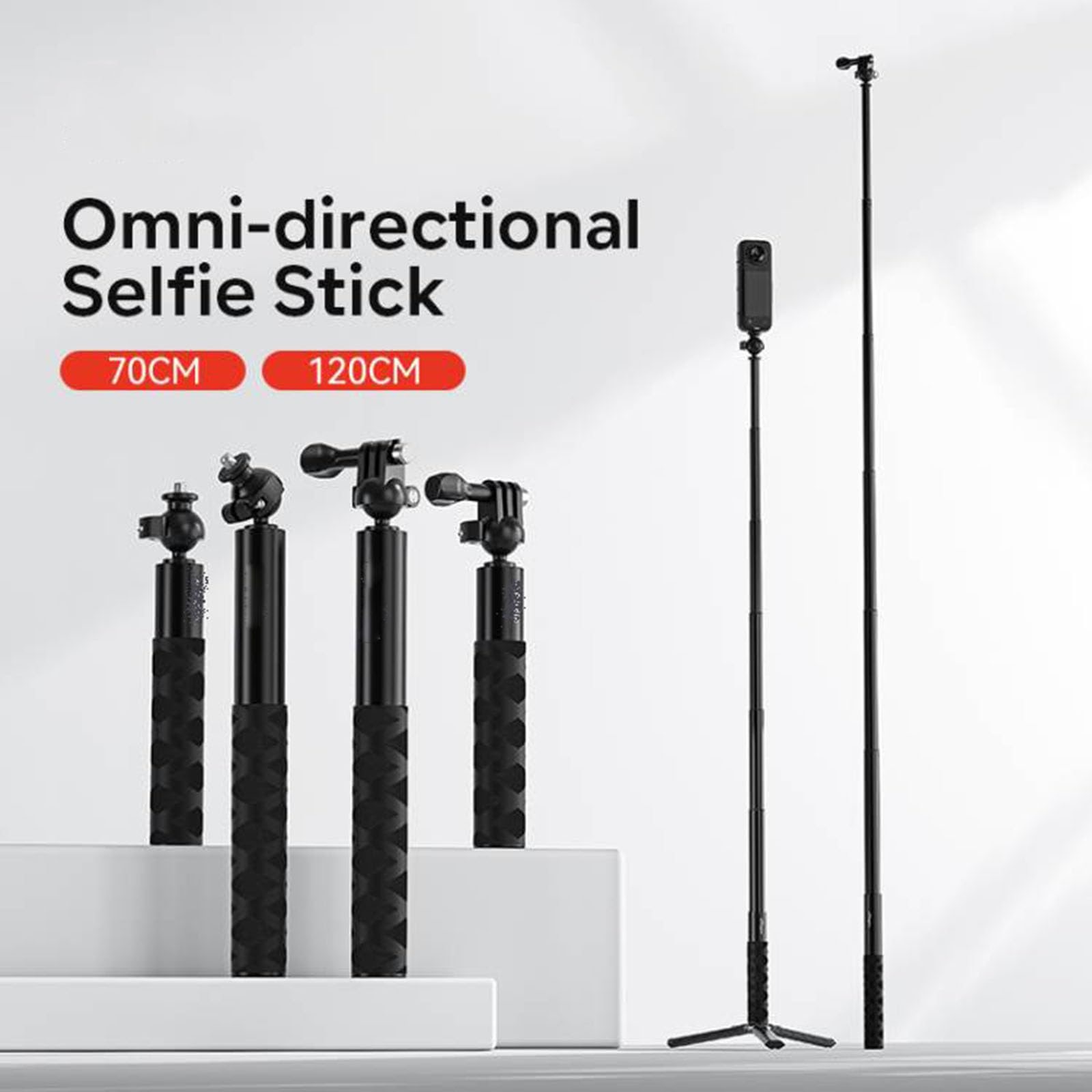 70cm/120cm Ball Head Selfie Stick Extension Monopod Stick for DJI/Insta360 Series Sports Camera Accessories (70cm Selfie Stick?1/4 Model?)