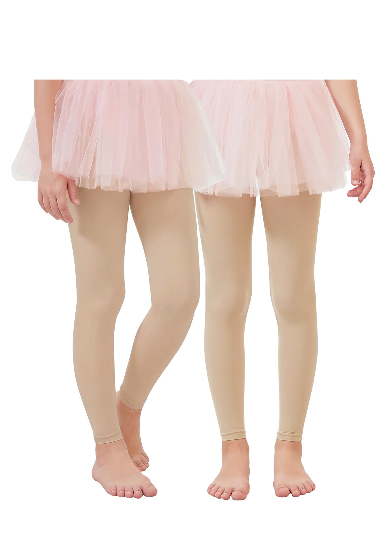 Zando 2 Pairs Girls Footless Ballet Tights Kids Ultra Soft Dance Sockings Toddler Stretch Gymnastics Leggings Pantyhose