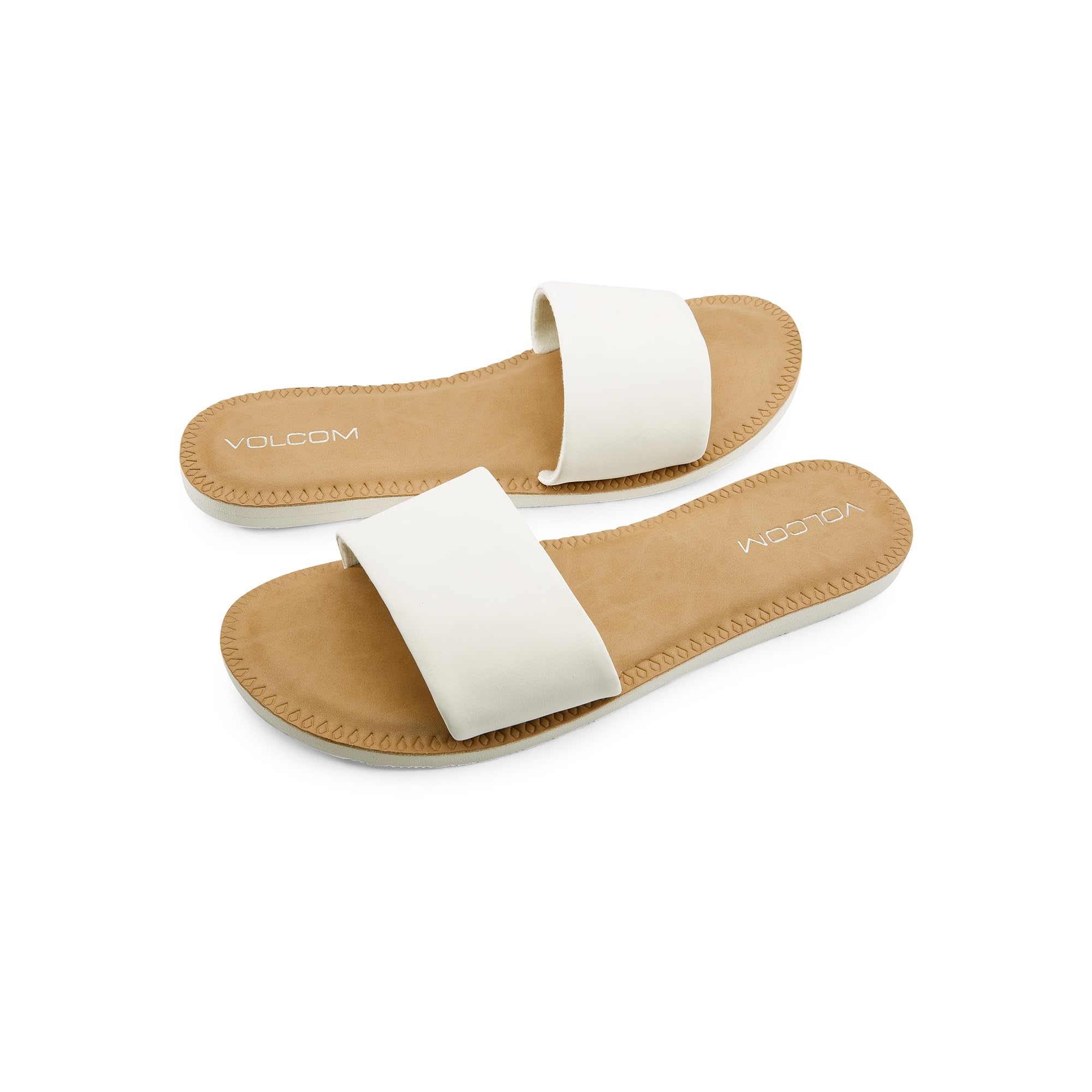 Volcom Women's Simple Slide Sandals – Cushioned Synthetic Leather Strap Slides With Padded Footbed