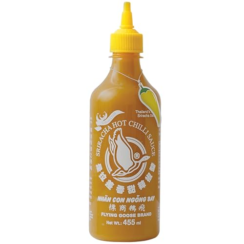 Flying Goose Salsa dulce Sriracha de 15.3 onzas, salsa de chile dulce Sriracha de Tailandia, sin gluten y vegano, sabor a chile amarillo en botella,