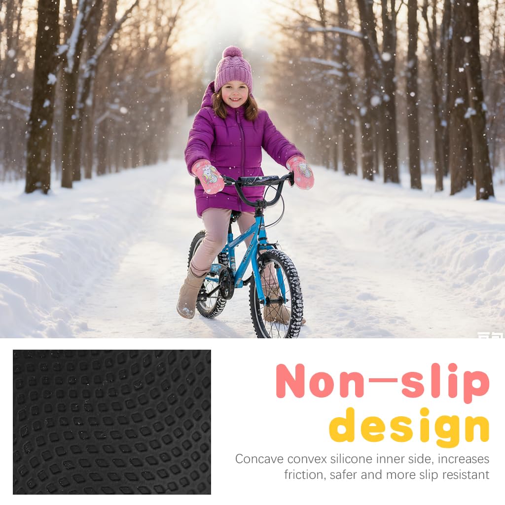 PATPAT® Cartoon Unicorn Printed Kids Hand Gloves for Winter for Girls Aged 7-14, Touch Screen Finger Anti-Slip Design, Ski Gloves, Bike Gloves Windproof Waterproof Warm Riding Winter Gloves 4