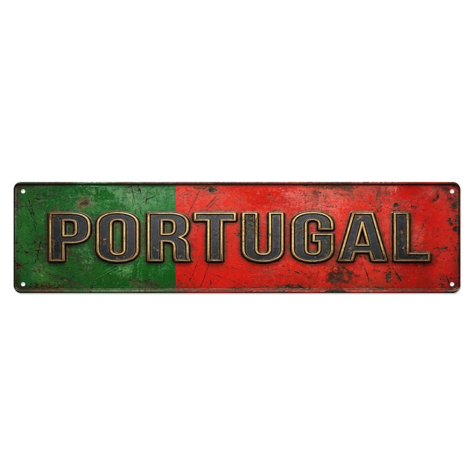 Vintage Portugal Flag Pattern Metal Tin Sign