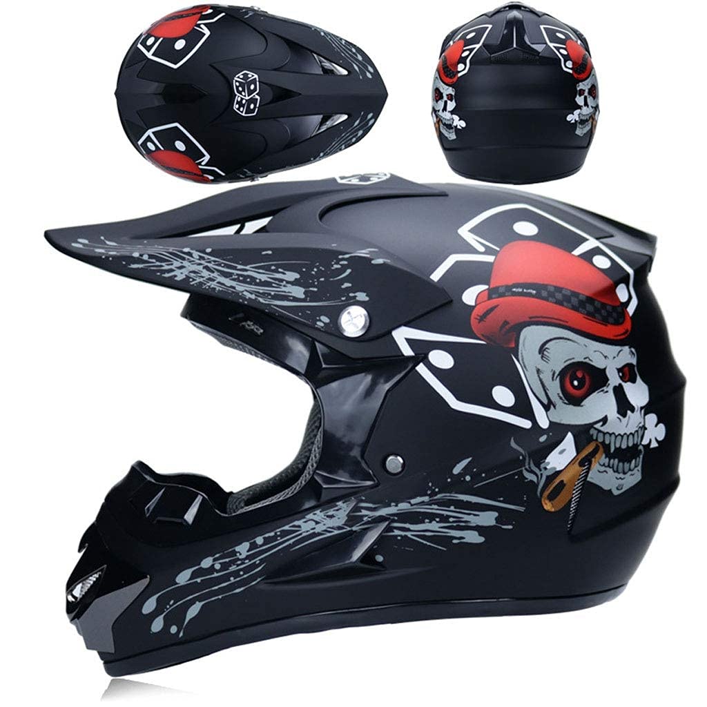 Juventud Niño Casco de Motocross, con Gafas Guantes Mascarilla, Cara Completa Offroad Calle MTB Casco de Moto, Cuesta Abajo ATV Scooter Dirt Bike Carreras de Enduro Chocar Casco