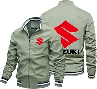 Mens Thin Jackets for S.u.z.u.k.i Print Cardigan Jacket Zip Coat Sportwear Motorcycle Coats Lightweight Outerwear With Pockets Teens Gift