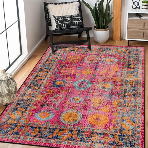 Jiyuhang Tapis lavables en machine pour le salon, grand tapis vintage pour la chambre à coucher, tapis à poils courts, traditionnel, doux, oriental, pour la...