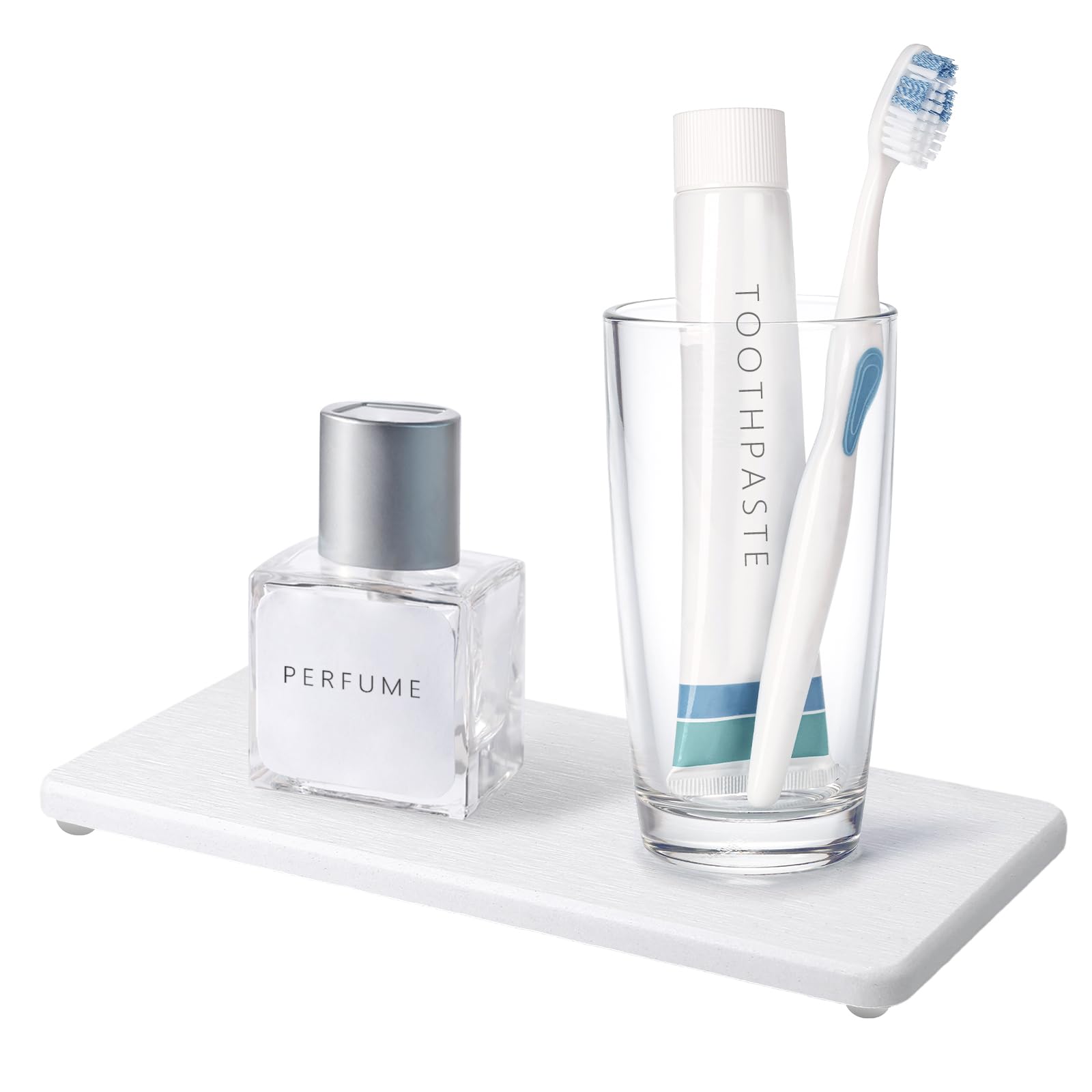 Johamoo Fast Drying Diatomite Tray for Bathroom Sink and Kitchen Counter, Water Absorbing Stone for Hand Soap, Plants and Cosmetic Bottles in The Modern Home - Grey (8.66" * 4.33")