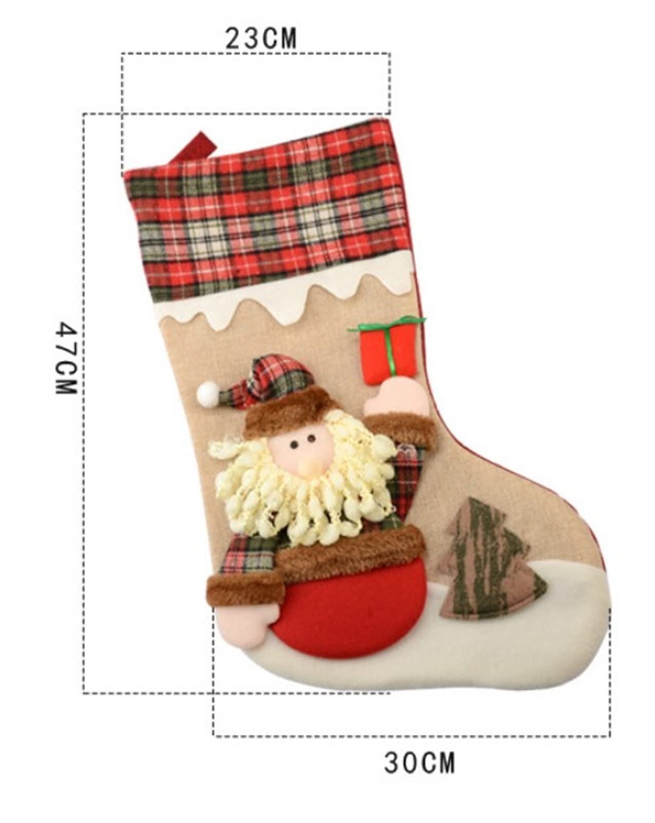 WAYOM 3 Stück Weihnachtsstrumpf, Groß Nikolausstiefel Nikolausstrumpf Weihnachtsdeko, Weihnachten Christmas Stocking Weihnachtsbaum Kamin Deko Weihnachtssack