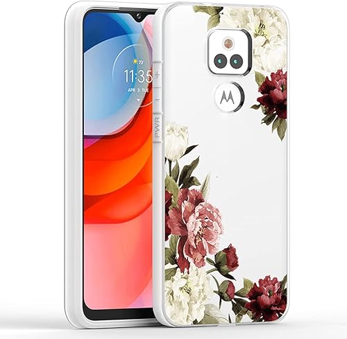 Funda para Moto G Play 2021, funda protectora de TPU con patrón floral transparente, a prueba de golpes, cubierta ligera para Motorola Moto G Play