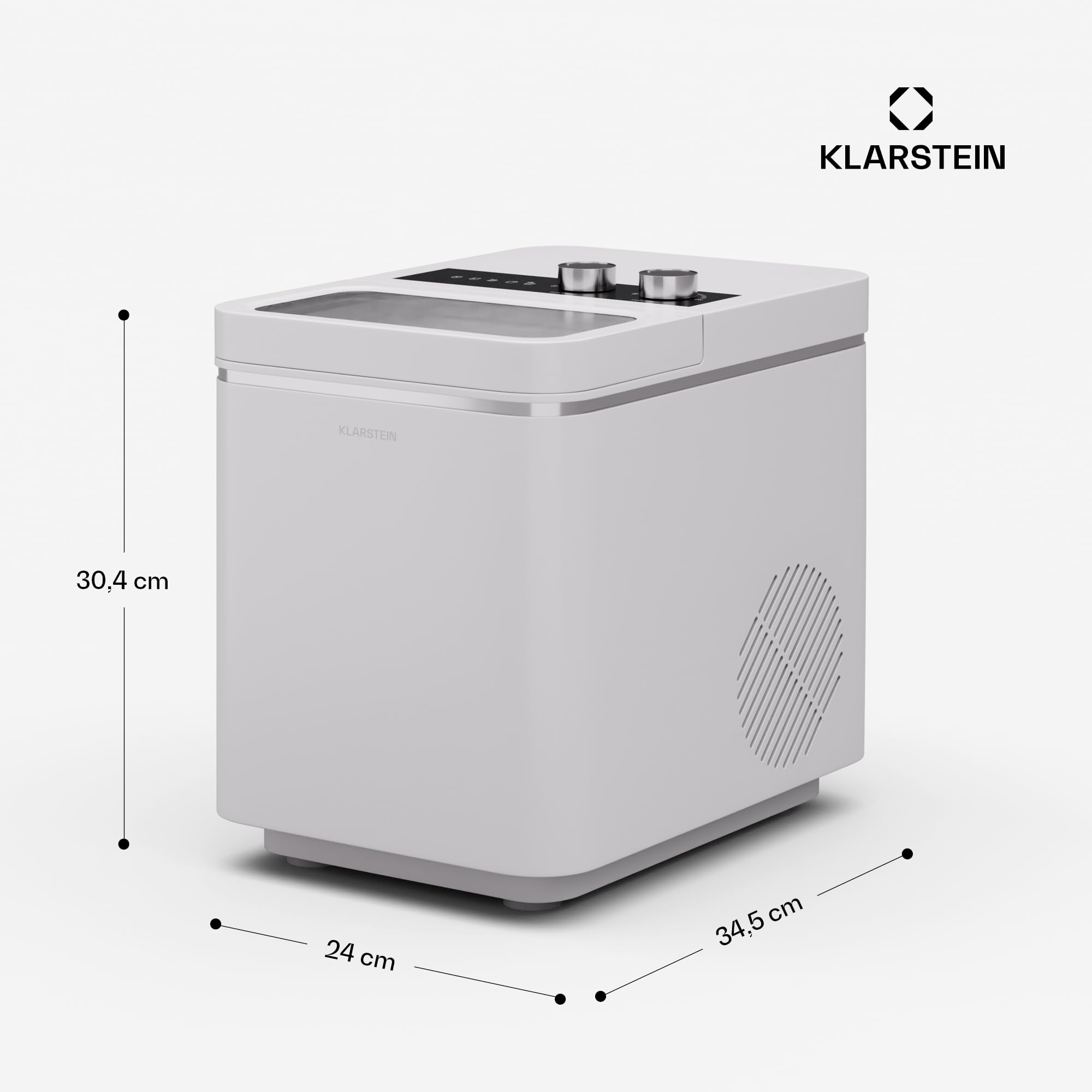 Klarstein IceCraft Eiswürfelmaschine – 12 kg/24 h, Eiswürfel in 6 Minuten, 2 Größen, Automatische Reinigung, Eiswürfelbereiter für Küche & Bar, 150 W, Eiswürfelspender, Weiß