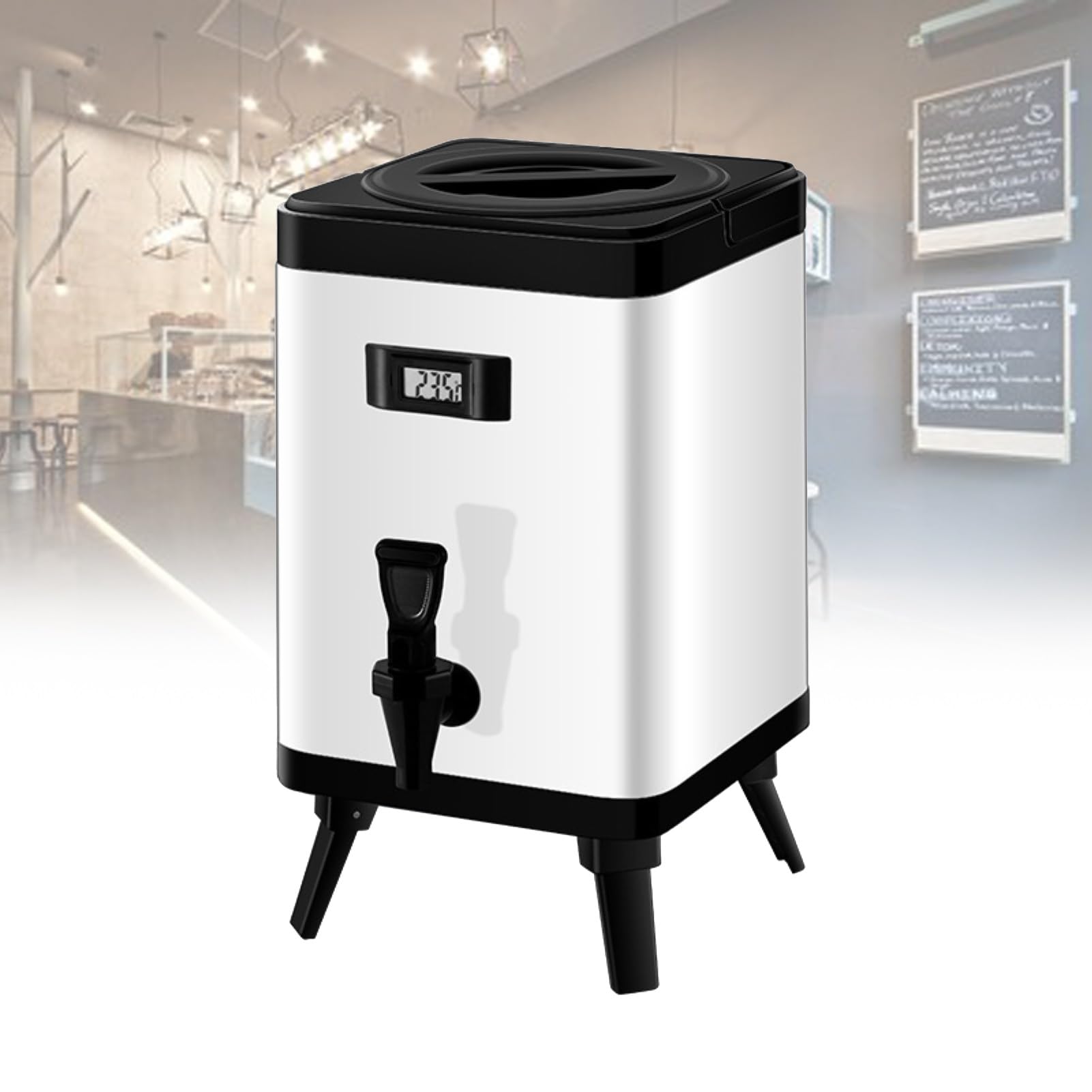 Brocca For Acqua Calda E Fredda For Uso Alimentare 6L 8L 10L 12L Distributore Di Bevande Isolato Display Quadrato Della Temperatura Secchio For Caffè Al Latte E Tè (Color : White, Size : 12L)