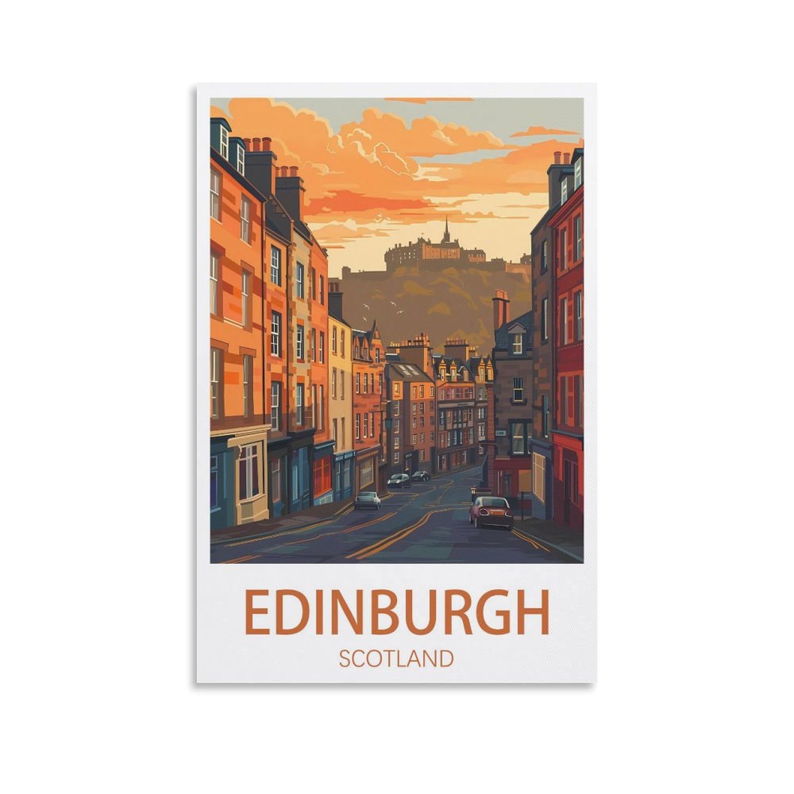 Edinburgh Scotland Vintage Travel Poster Landscape 12x18inch(30x45cm) Wall Art Picture Print Canvas Art Poster Modern Family Bedroom Decor Posters