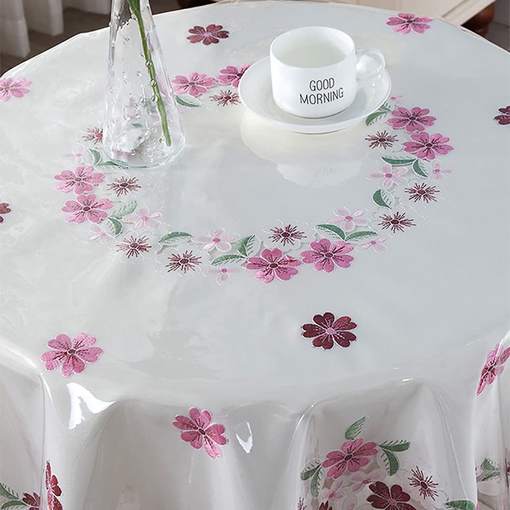 Nappe ronde en PVC étanche transparente en plastique souple pour table en verre - Protège-nappe pour buffet et fête de 0,5 mm d'épaisseur et 200 cm de diamètre