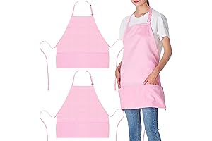 Pink Aprons with Pockets for Women (2 Pack)