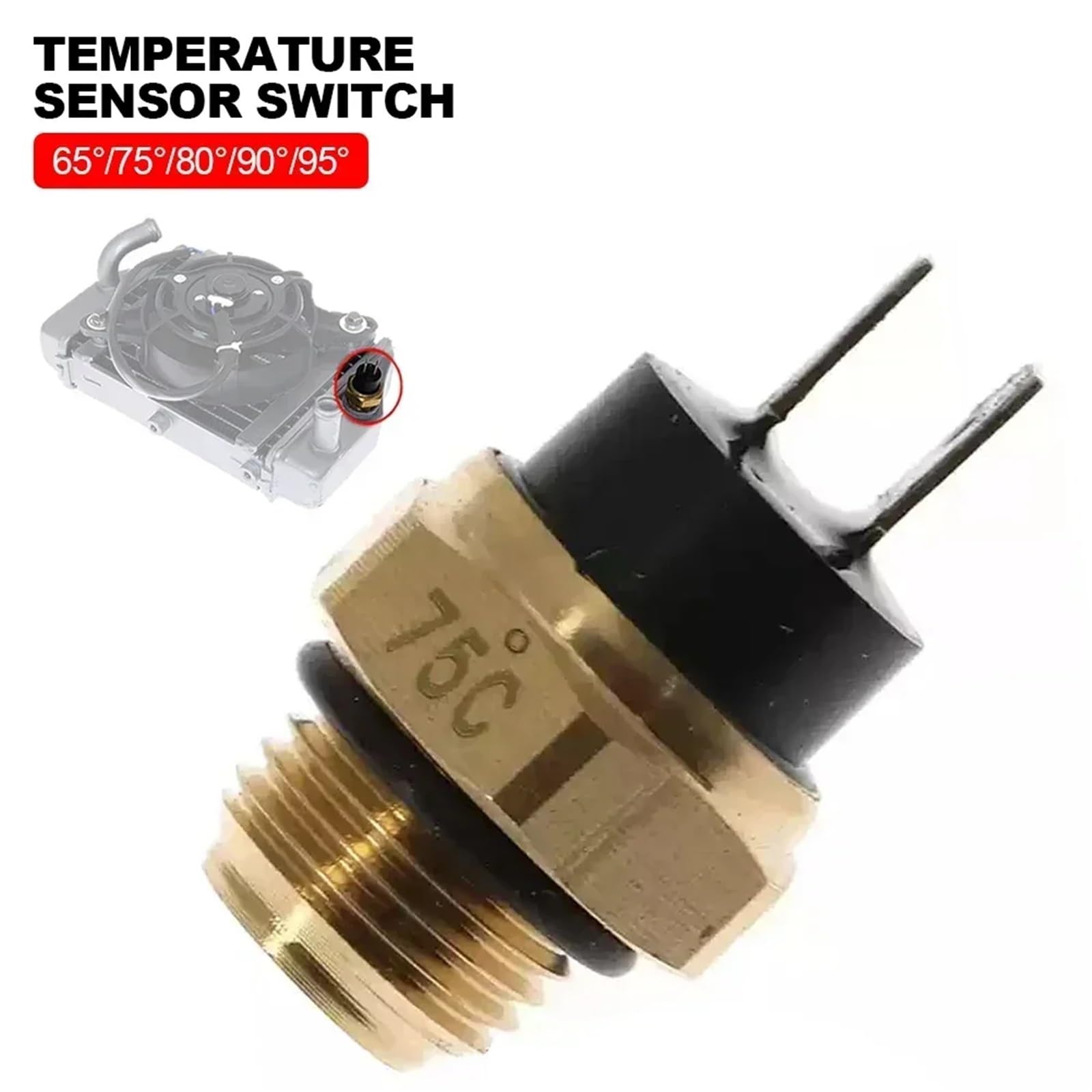 Sensore temperatura motore M16 65/75/80/90/95 ° Sensore temperatura acqua in rame Interruttore termostato ventola liquido di raffreddamento radiatore(95)