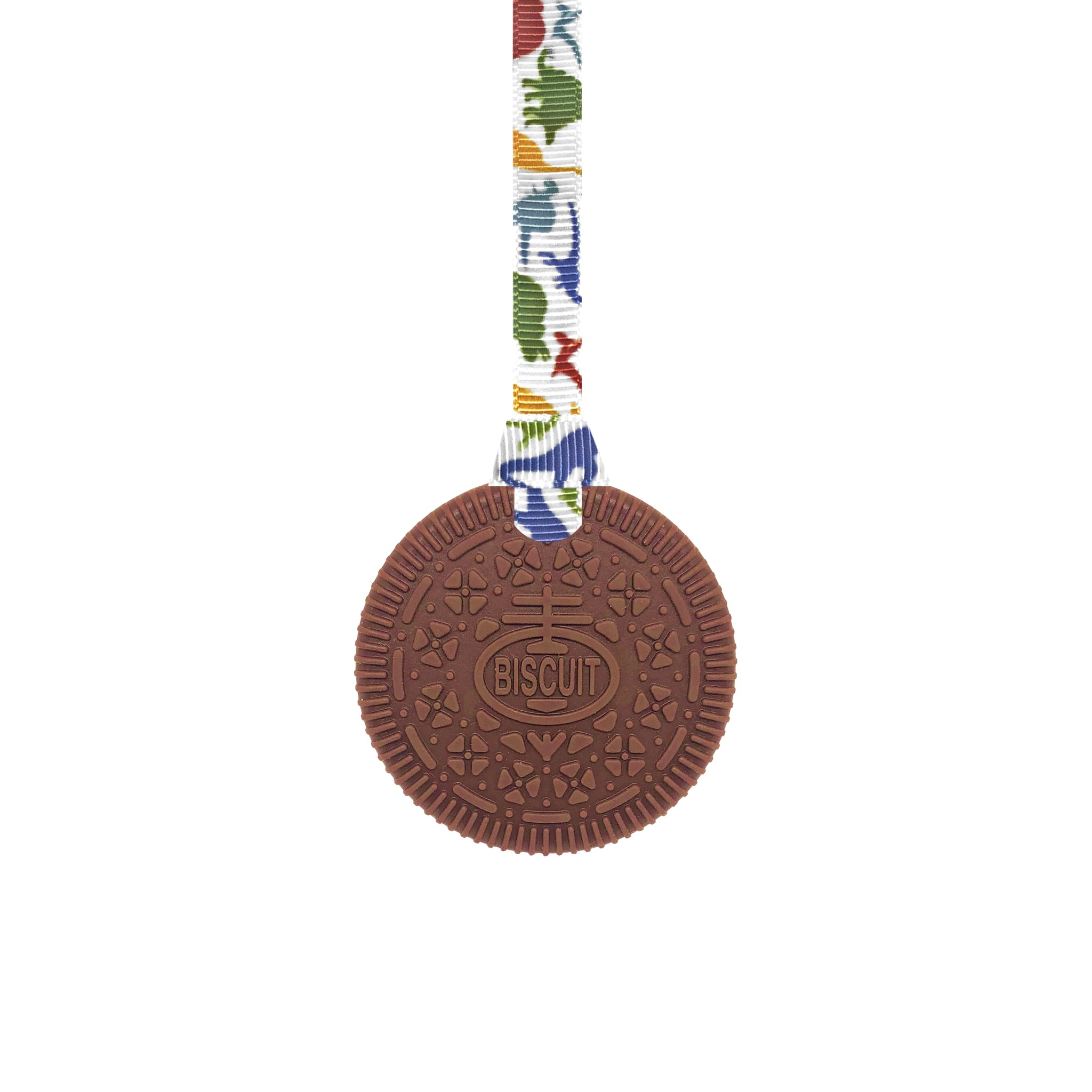 Sensory Oojamabobs Biscuit Sensory Chew Necklace with Lanyard - Black - for Kids with Autism, Anxiety & ADHD – 100% Food Grade Silicone (8 Designs Available!) (70cm, Dinosaurs)