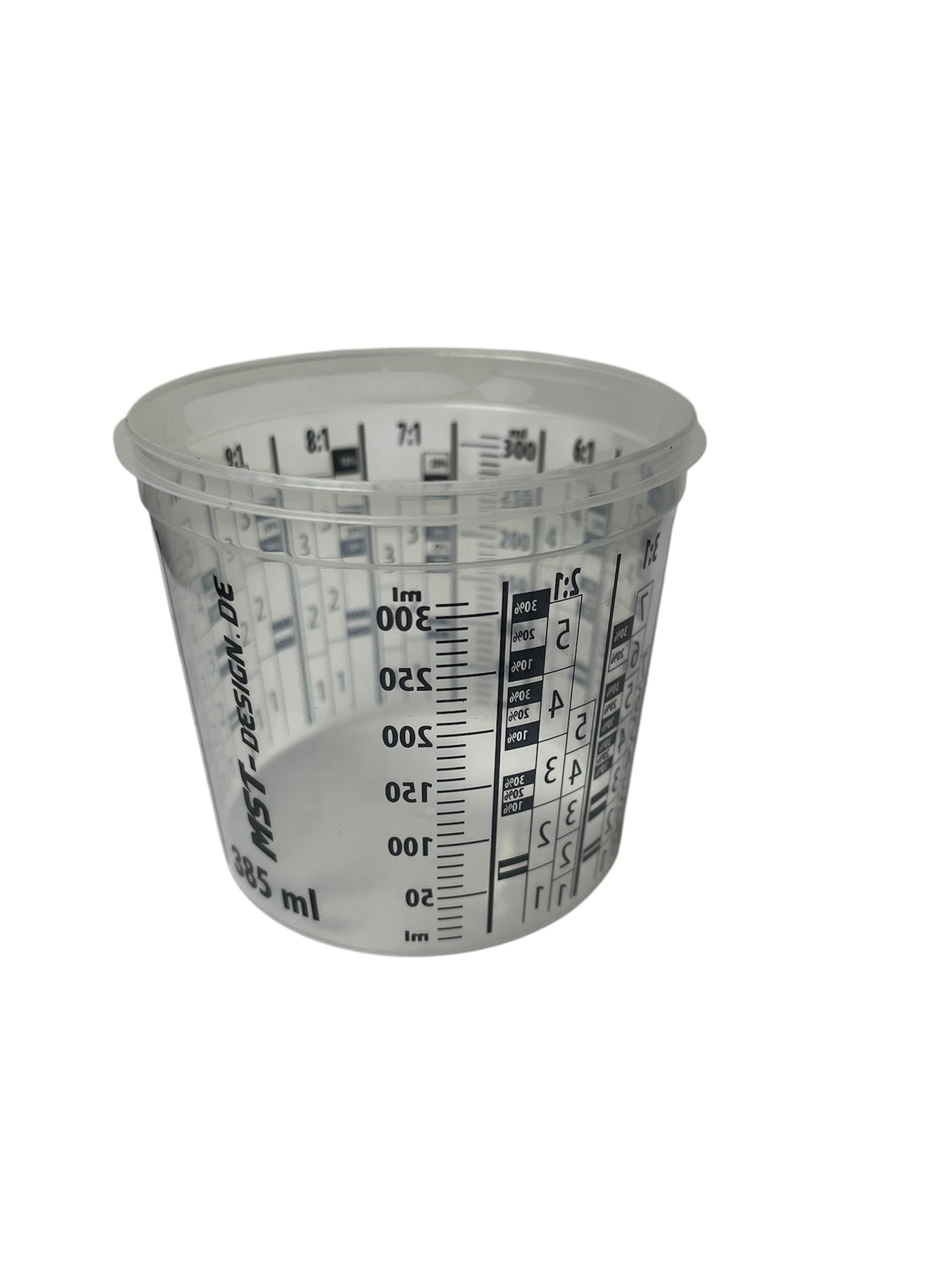 MST-DESIGN 25 x Lackmischbecher 385 ml (0,385L) I Mischbehälter I Messbecher Mischbecher I Anmischen von Farbe und Lack I Becher mit Skala I Lackieren Lack Lackierzubehör