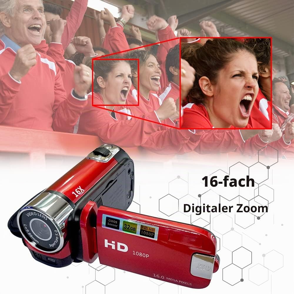Andoer Tragbare 1080P High Definition Digital Video Kamera DV Camcorder 16MP 2,7 Zoll LCD Bildschirm 16X Digital Zoom Eingebauter Akku