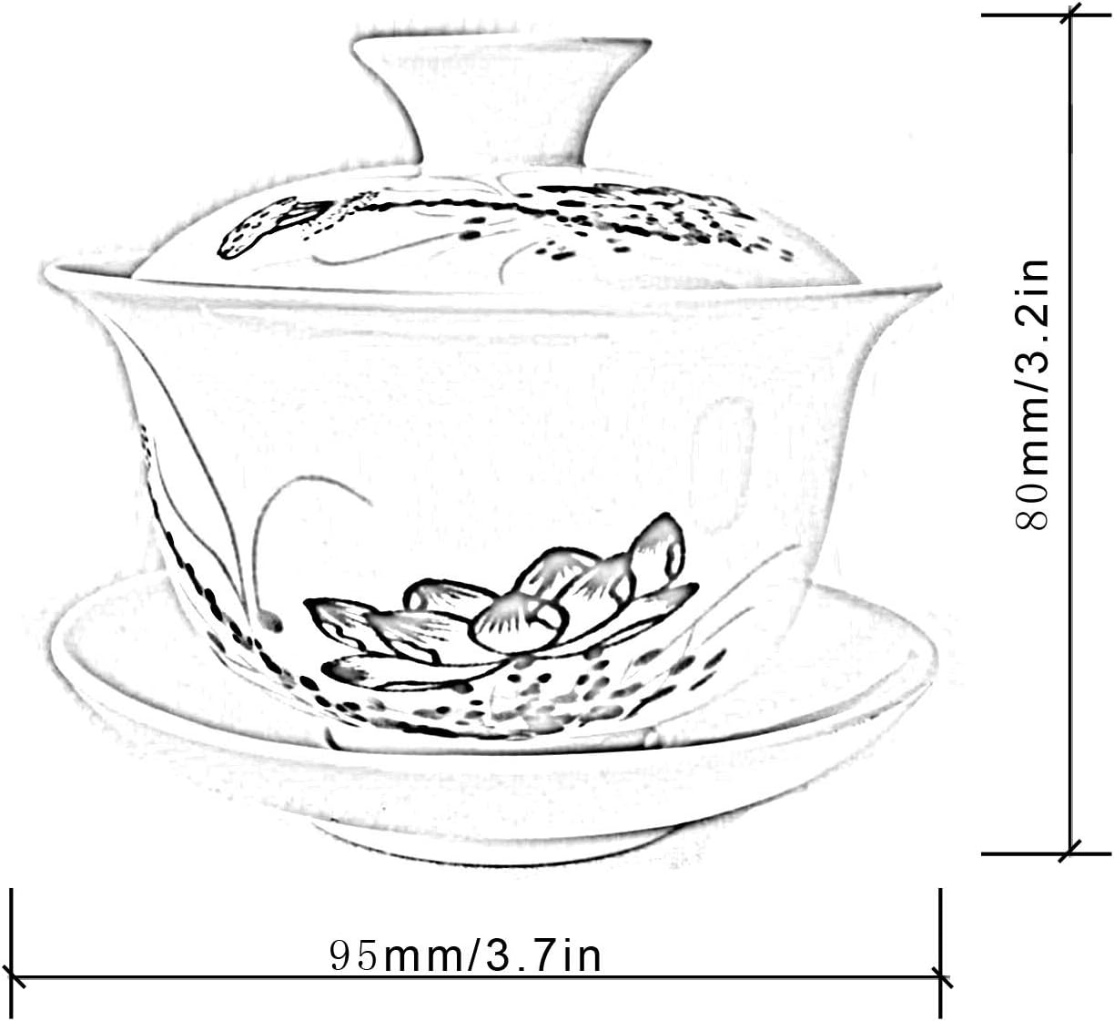 Gaiwan Chinese Kung Fu Tea Ceremony Brewing Set Sancai Tureen Teacup 4oz Set Bowl Saucer Lid