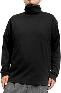[ワン カラーズ] 長袖Tシャツ メンズ 大きいサイズ 無地 フライス ボーダー タートルネック カットソー