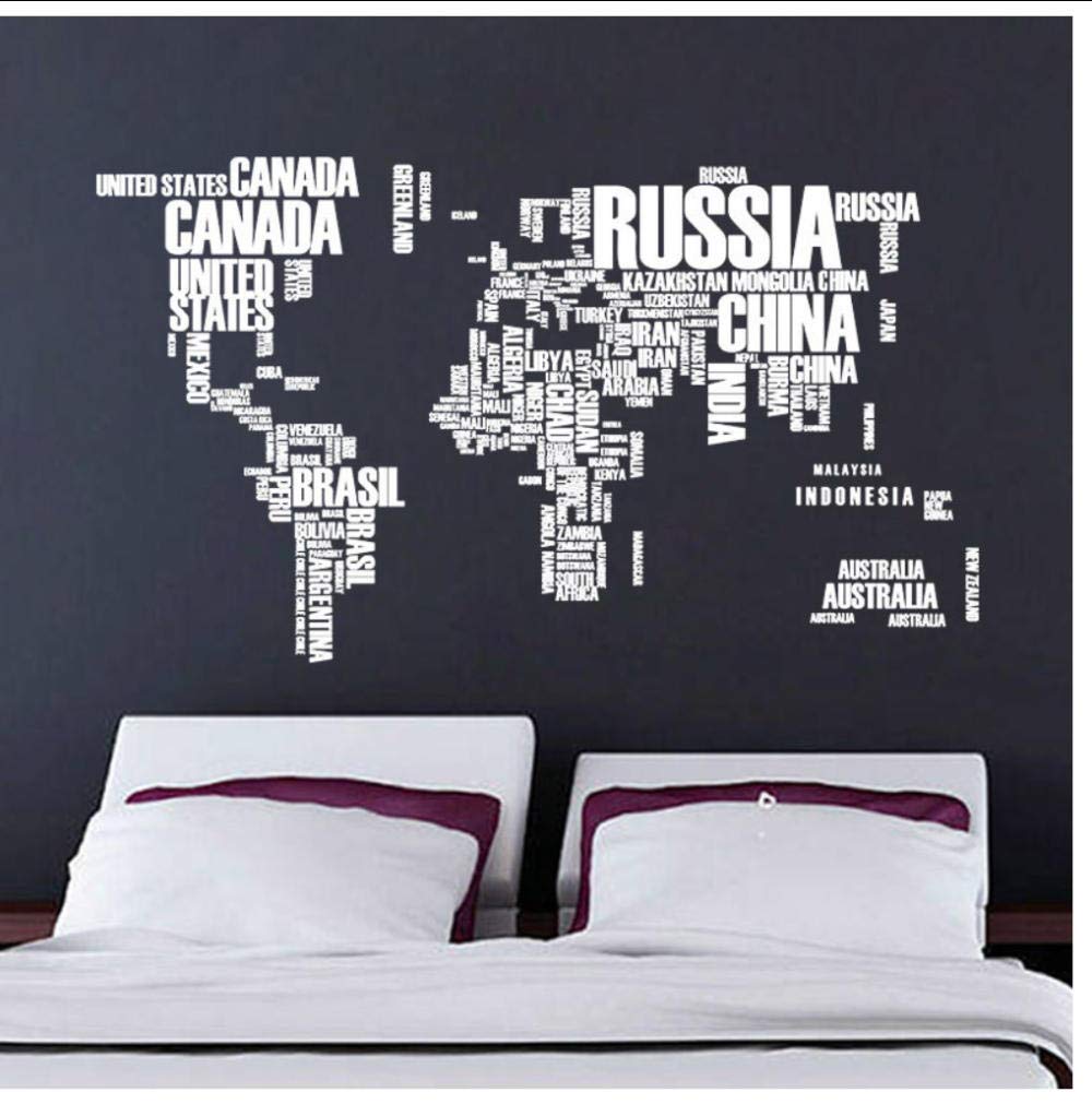 Amazon｜Buzdao 3D色/黒/白文字の組み合わせ世界地図ウォール