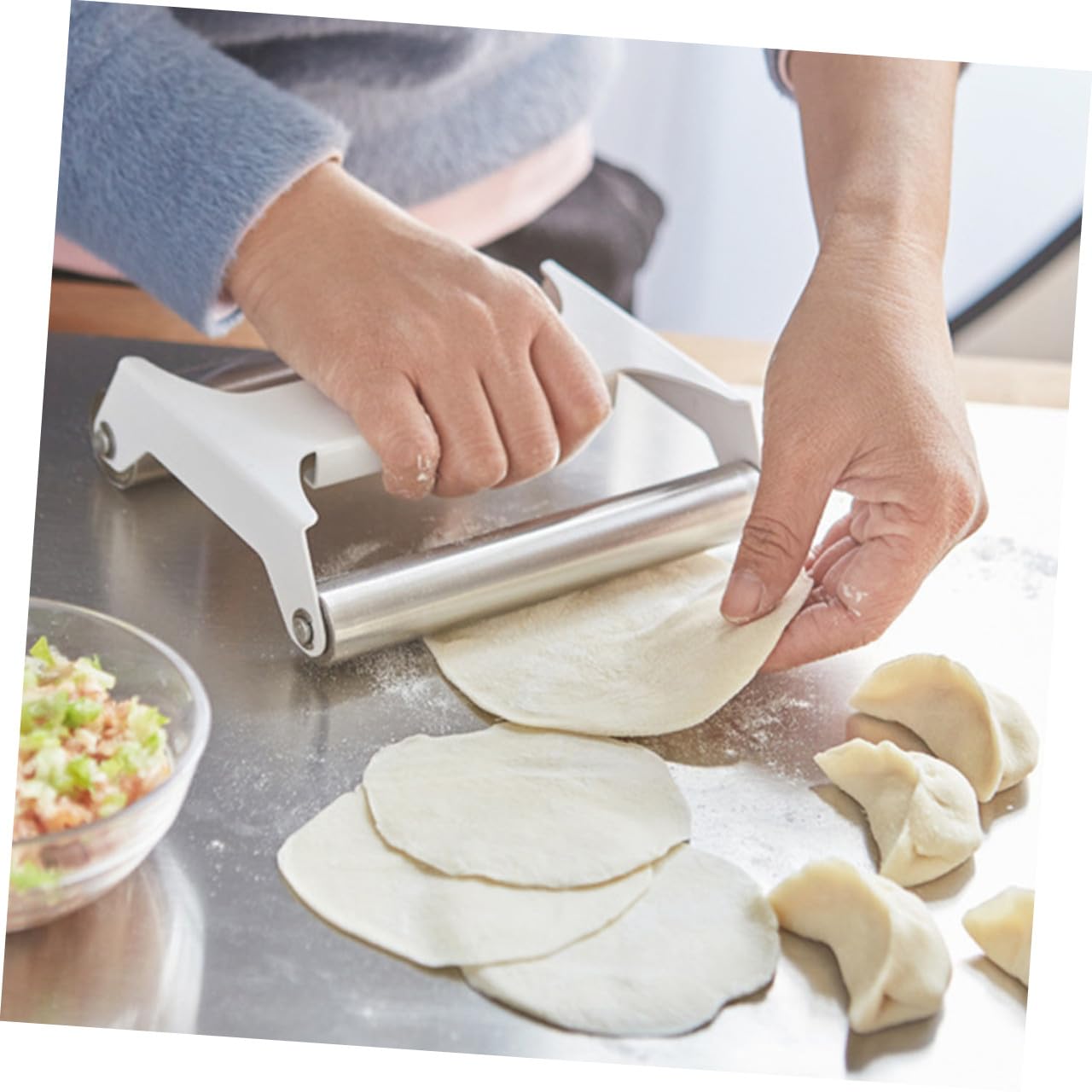 Homoyoyo Rouleau à Pâtisserie en Acier Inoxydable 304 Double Rouleau