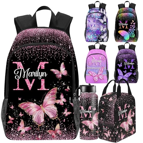 Jaydouble Back to School Personalized Backpacks for Girls Backpack and Lunch Box Set Gifts for Daughter Customized Kids Backpack Casual Unisex School Bags Custom Backpack Shoulders with Name